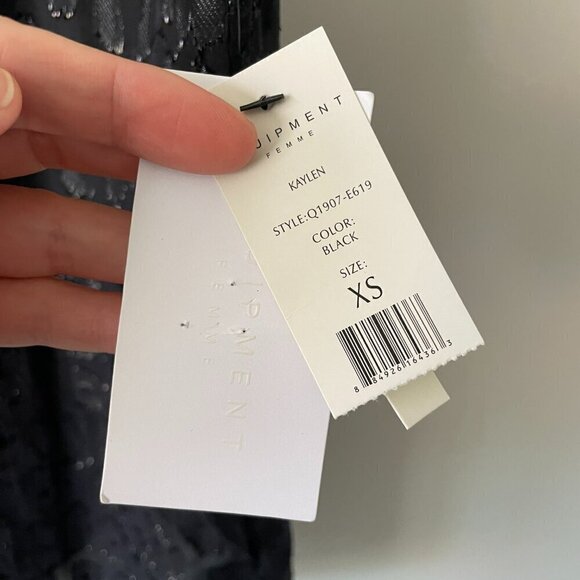 Equipment Kaylen Lace Sleeveless Casual Lined Round Neck Tank Top Black XS NEW - Picture 7 of 7